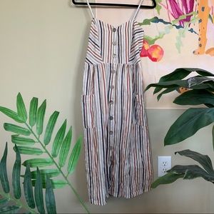 Striped Button-Front Sleeveless Dress